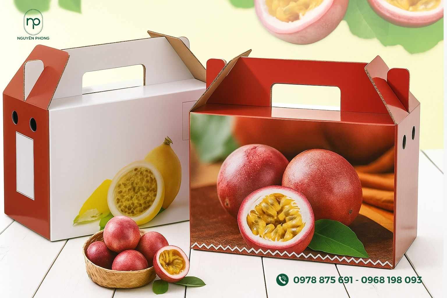 Mẫu thùng carton đựng nước chanh dây